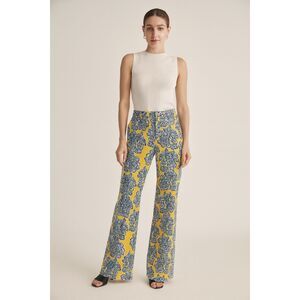 ALEXIS Yellow Floral Wide Leg Pants Trousers   Women's Size Medium